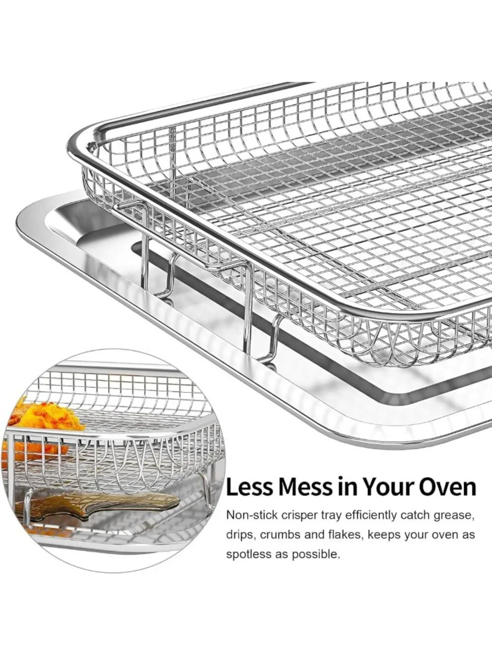 Oven Air Fryer Basket Set - 3 Piece Non-Stick Tray for Healthy Cooking